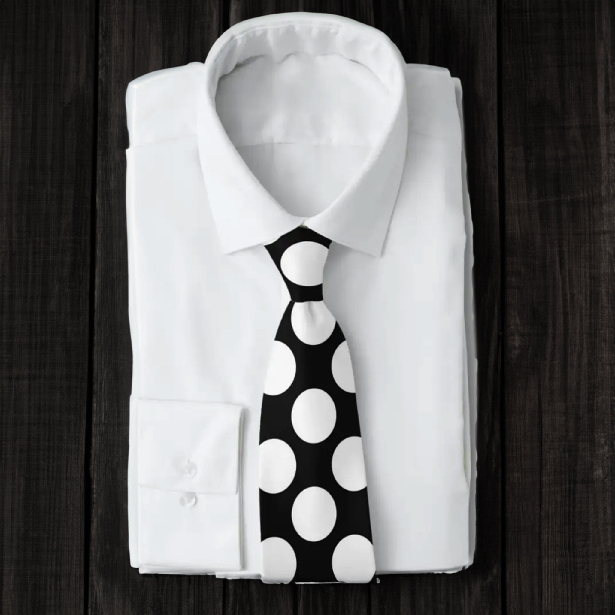 Black with White Polka Dots Retro Neck Tie
