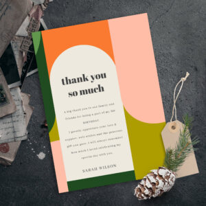 Colorful Bright Groovy Retro Arch Any Age Birthday Thank You Card