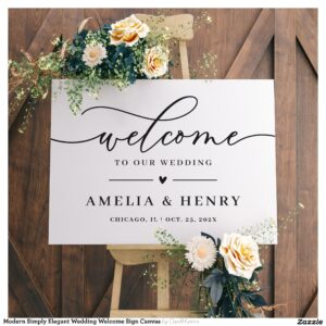 Modern Simply Elegant Wedding Welcome Sign Canvas