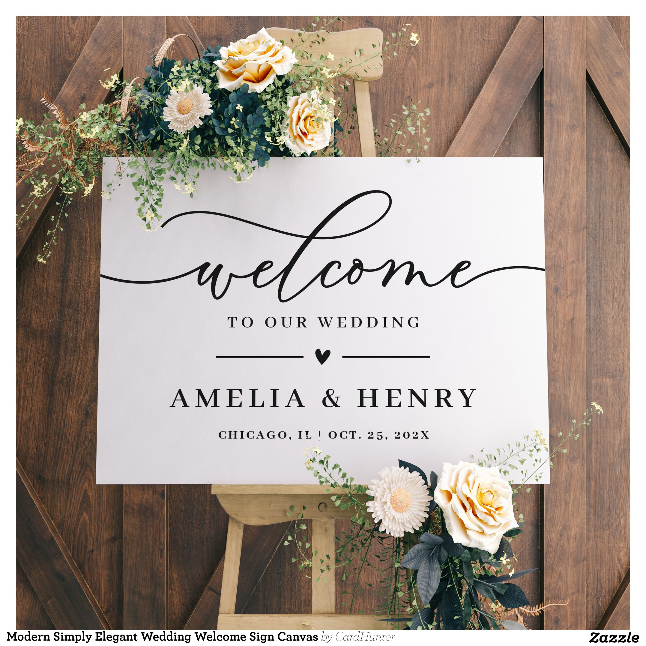 Modern Simply Elegant Wedding Welcome Sign Canvas