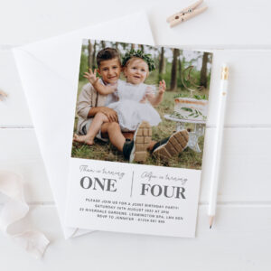 Photo Joint First Birthday Invitation