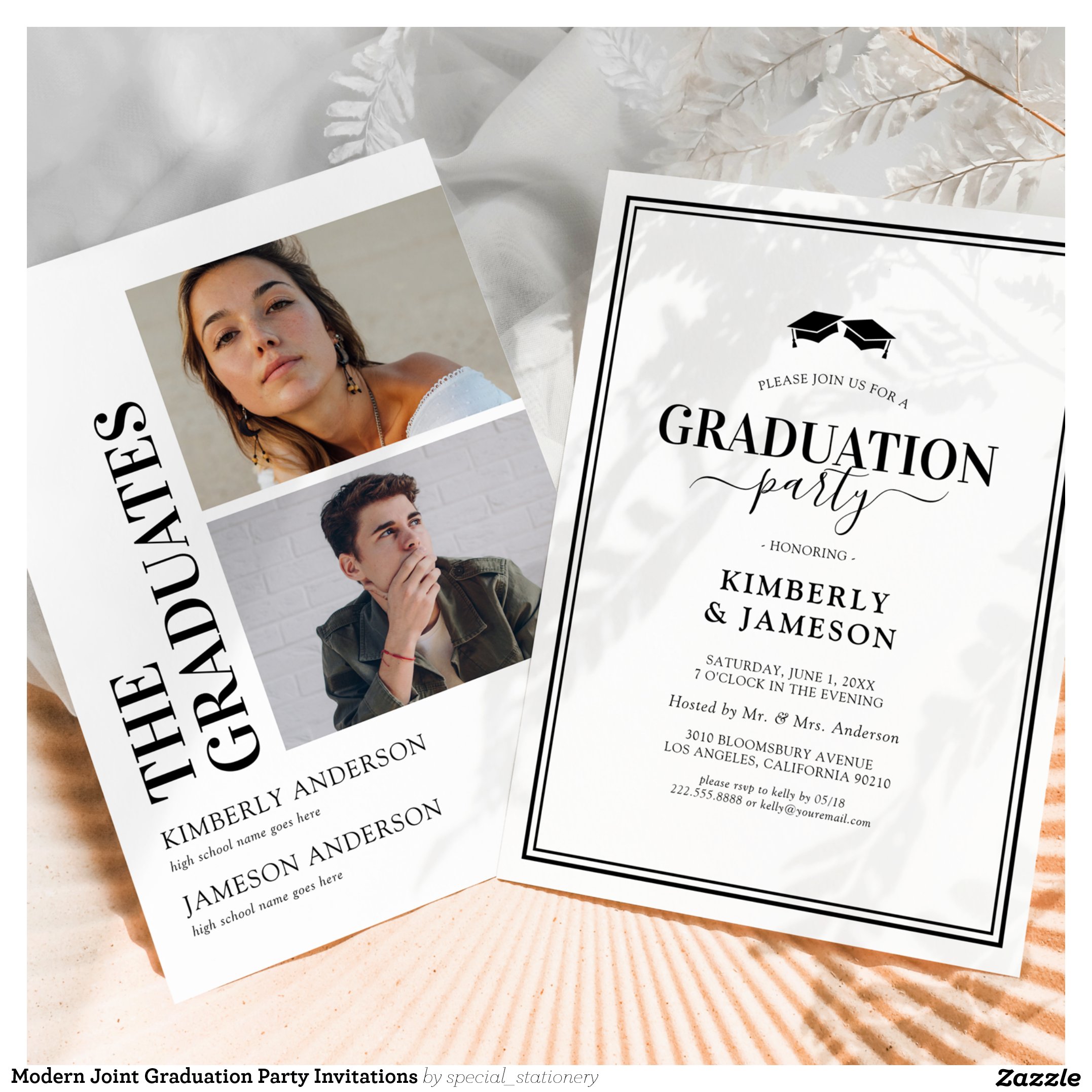 Modern Joint Graduation Party Invitations