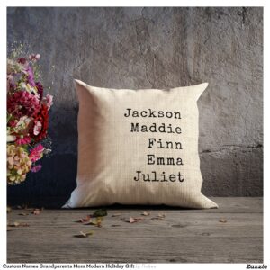 Custom Names Grandparents Mom Modern Holiday Gift Throw Pillow
