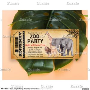 ANY AGE - Zoo Jungle Party Birthday Invitation