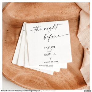 Boho Minimalist Wedding Cocktail Paper Napkin