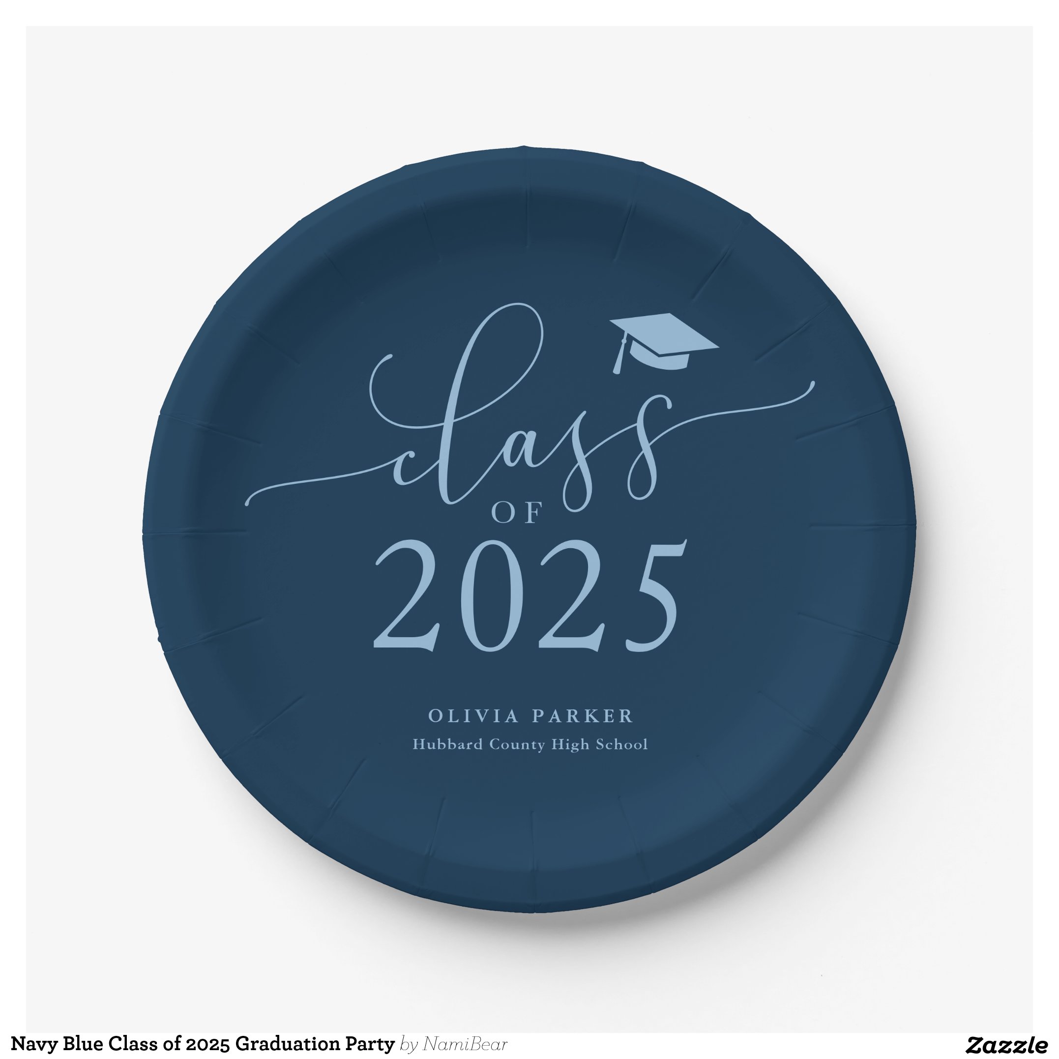 Navy Blue Class of 2025 Graduation Party Paper Plates