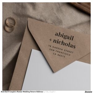 Bold Serif Couple's Names Wedding Return Address Self-inking Stamp