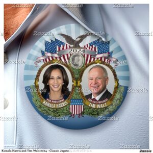 Kamala Harris and Tim Walz 2024 - Classic Jugate Button