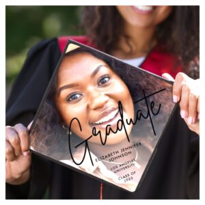 Modern photo script custom personalized graduation cap topper