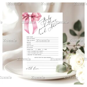 Pink Bow baby girl predictions and advice card