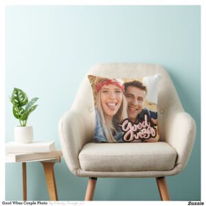 Good Vibes Couple Photo Throw Pillow