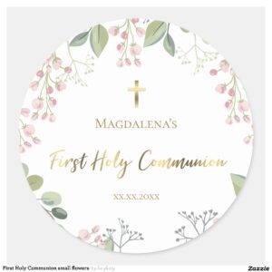 First Holy Communion small flowers Classic Round Sticker