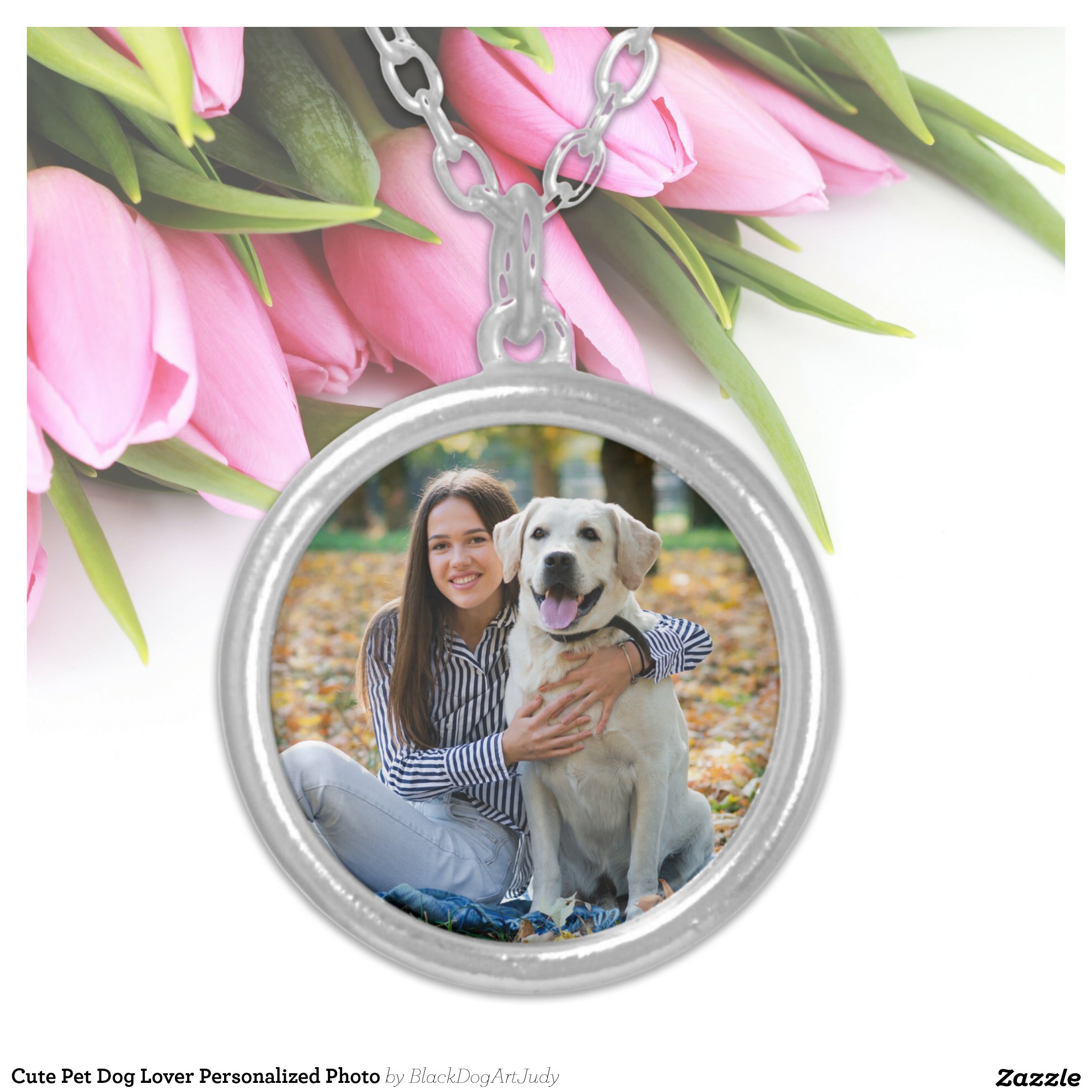 Cute Pet Dog Lover Personalized Photo Silver Plated Necklace