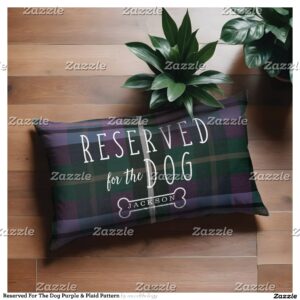 Reserved For The Dog Purple & Plaid Pattern Pet Bed