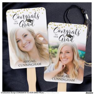 Graduation Script CONGRATS TO OUR GRAD Photo Hand Fan
