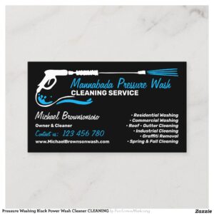 Pressure Washing Black Power Wash Cleaner CLEANING Business Card