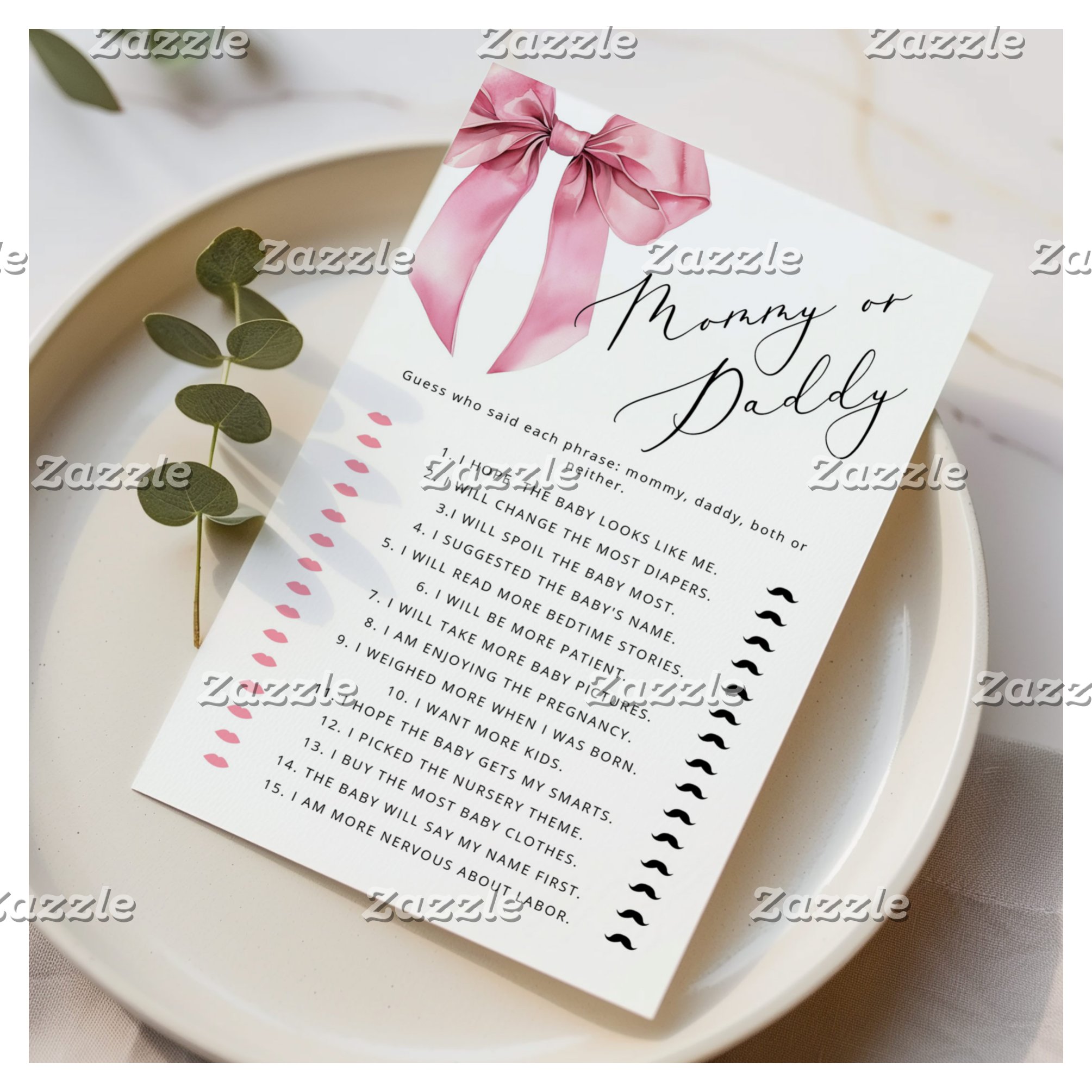 Mommy or Daddy Pink Bow Guess Who game