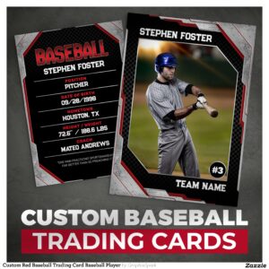 Custom Red Baseball Trading Card Baseball Player