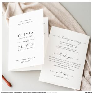 Simply Elegant Minimalist Wedding Ceremony Program