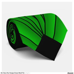 Art Deco Fan Design Green Neck Tie