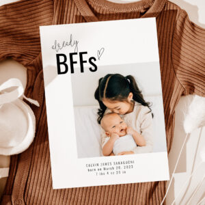 New Sibling Birth Announcement Card BFFs