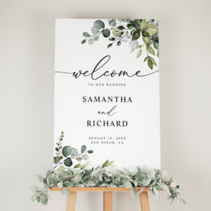 Simple Eucalyptus Greenery Wedding Welcome Foam Board