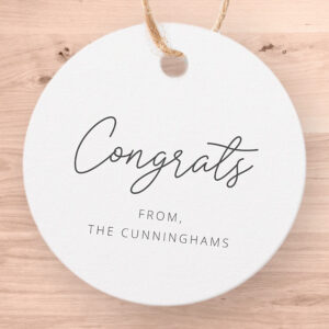 Congrats Modern Elegant Simple Chic Family Name Favor Tags