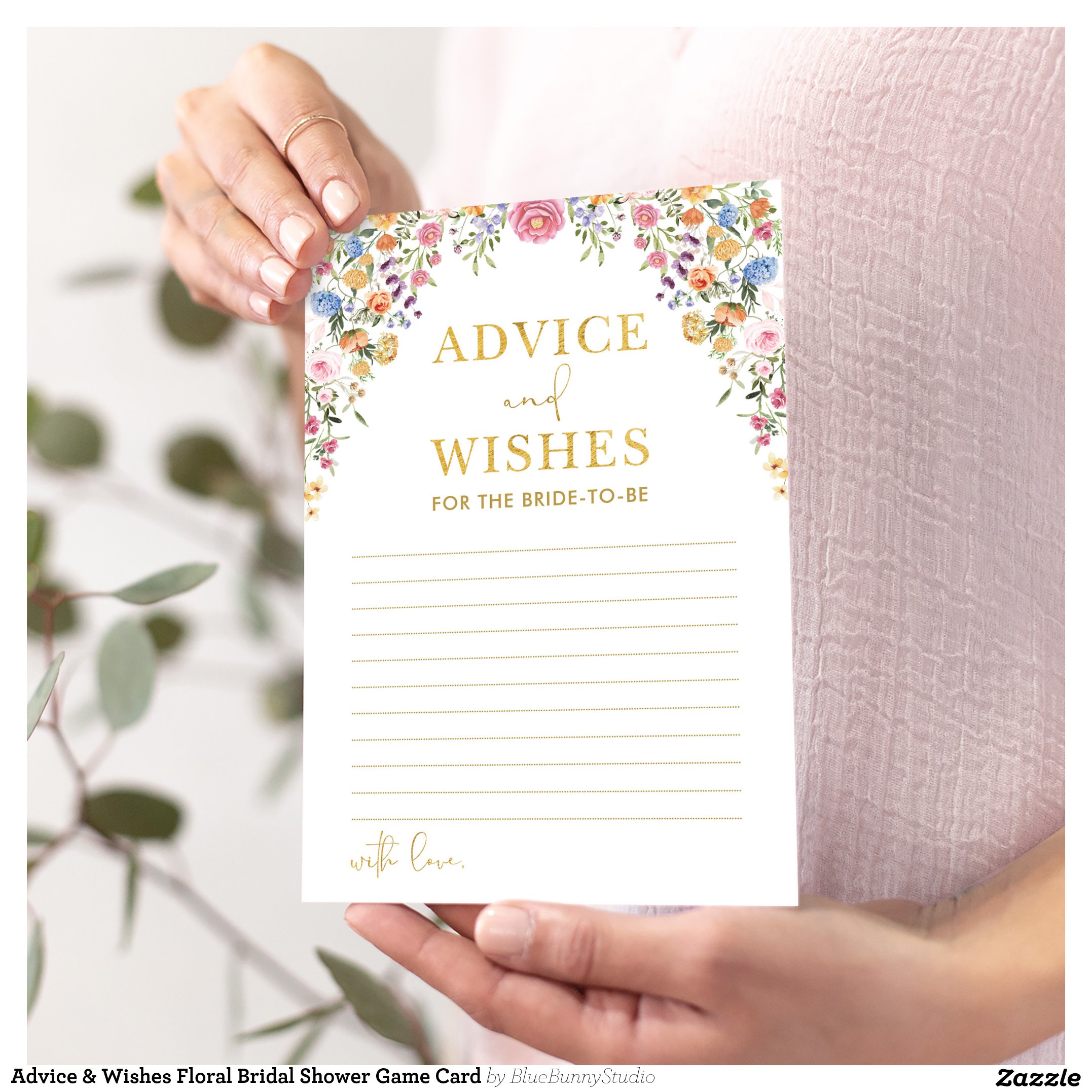 Advice & Wishes Floral Bridal Shower Game Card