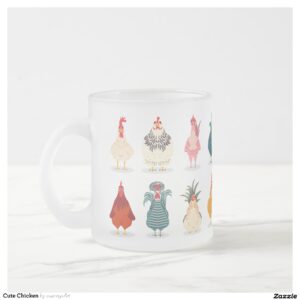 Cute Chicken Frosted Glass Coffee Mug