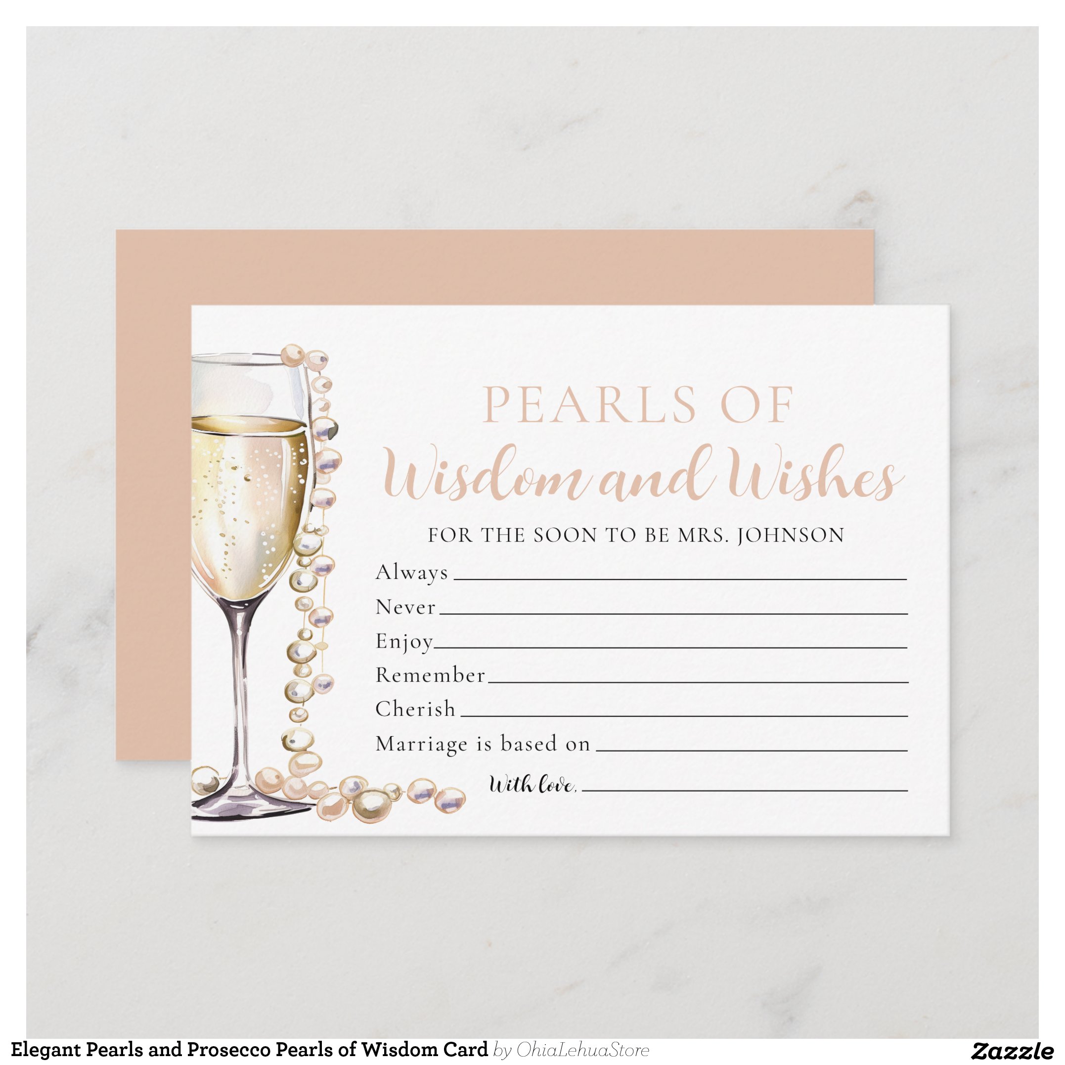 Elegant Pearls and Prosecco Pearls of Wisdom Card