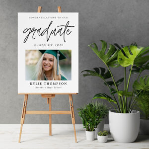 Modern Calligraphy Photo Graduation Banner Foam Board