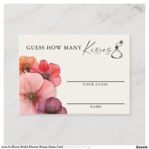 Love In Bloom Bridal Shower Kisses Game Card