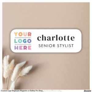 Custom Logo Employee Magnetic or Safety Pin Simple Name Tag