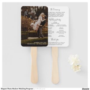 Elegant Photo Modern Wedding Program Hand Fan