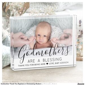 Godmother Thank You Baptism or Christening Modern Photo Block