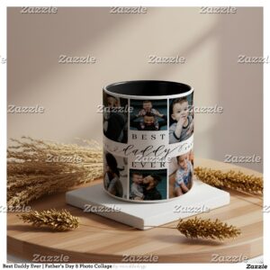 Best Daddy Ever Father's Day 8 Photo Collage Two-Tone Coffee Mug