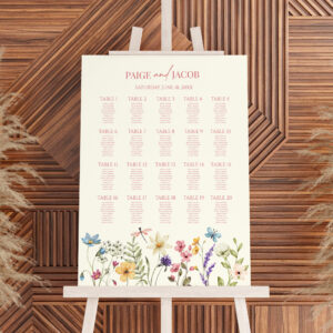 Wildflower Floral Large Wedding Seating Chart Foam Board