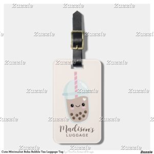 Cute Minimalist Boba Bubble Tea Luggage Tag