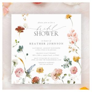 Elegant Garden Flowers Watercolor Bridal Shower Invitation