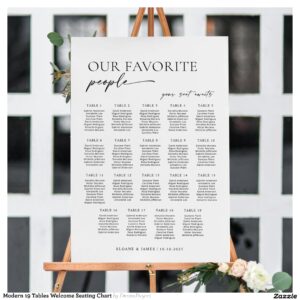 Modern 19 Tables Welcome Seating Chart Foam Board