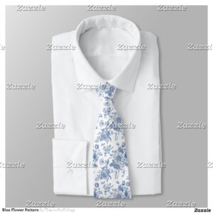 Blue Flower Pattern Neck Tie