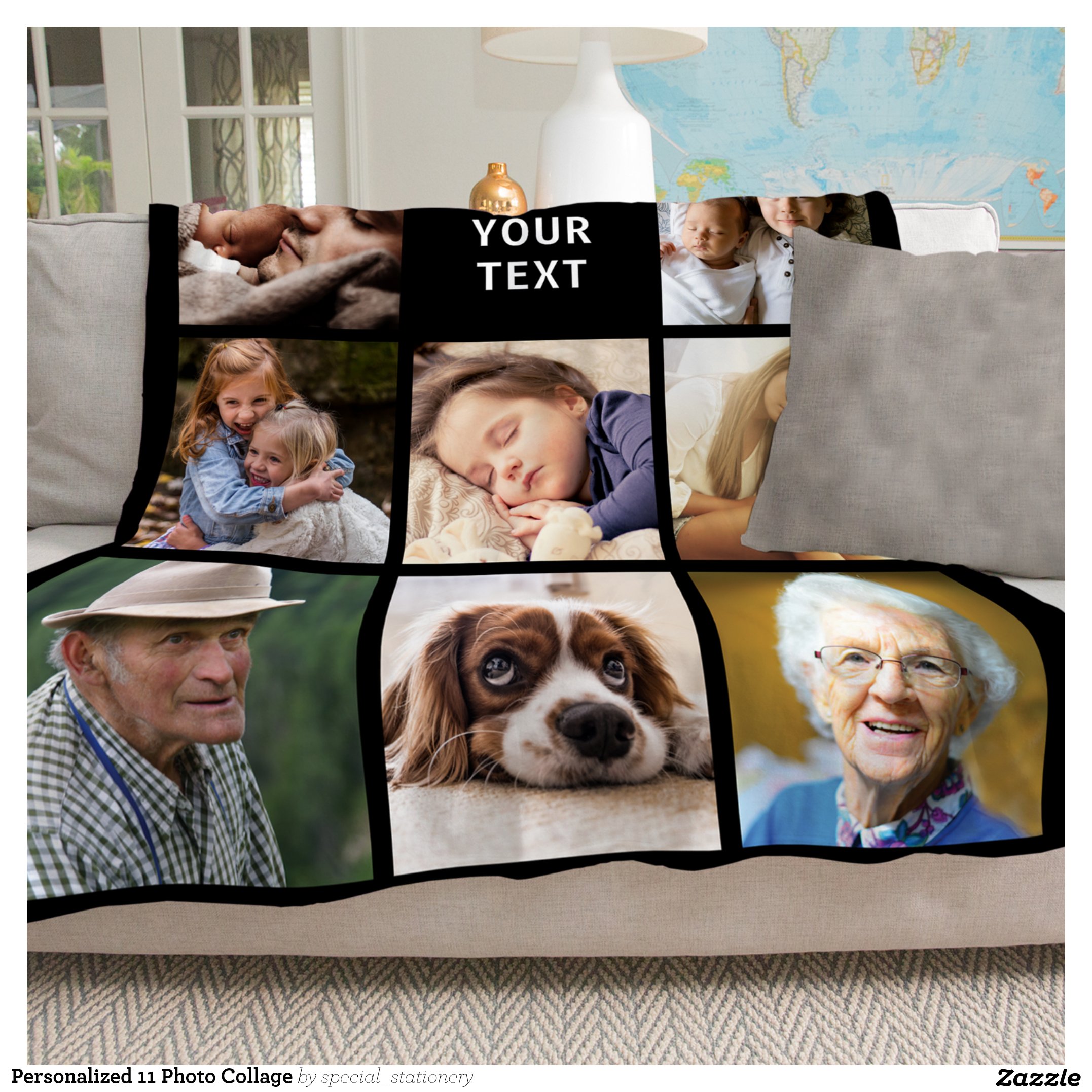 Personalized 11 Photo Collage Fleece Blanket