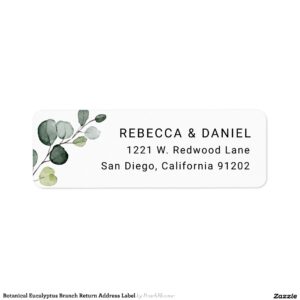 Botanical Eucalyptus Branch Return Address Label