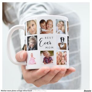 Mother mom photo collage white black coffee mug