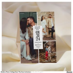 Modern Photo Collage Save The Date Invitation