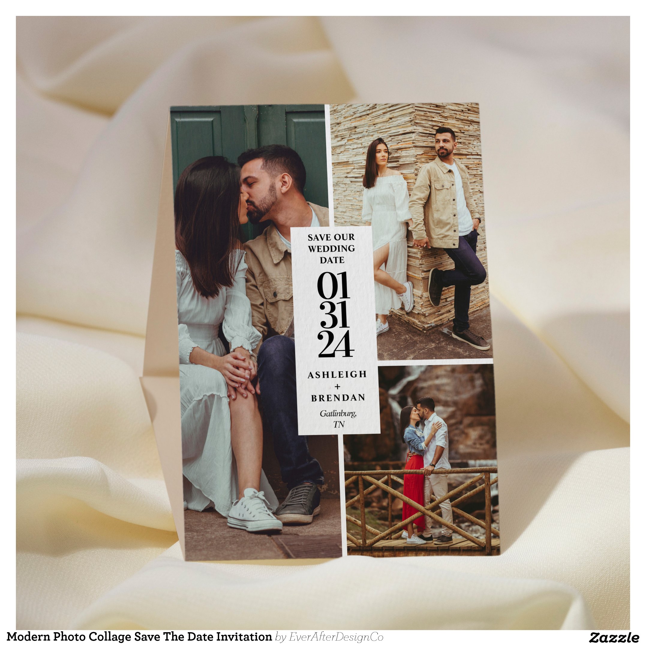 Modern Photo Collage Save The Date Invitation