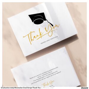 Graduation 2025 Minimalist Grad Script Thank You Note Card