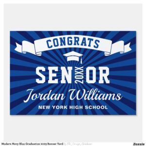 Modern Navy Blue Graduation 2024 Banner Yard Sign