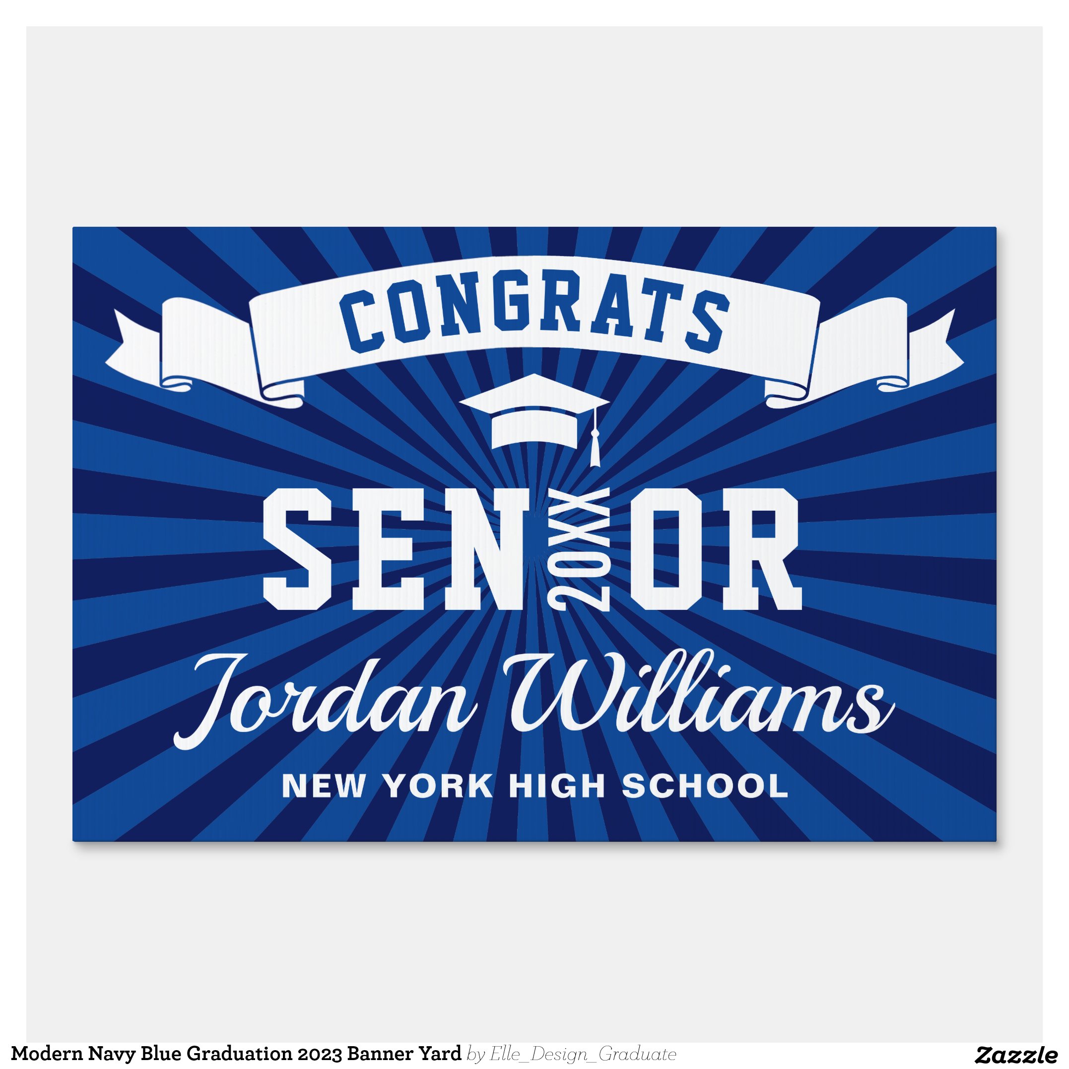 Modern Navy Blue Graduation 2024 Banner Yard Sign