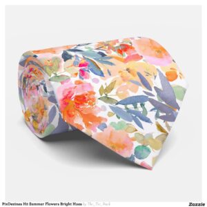 PixDezines H2 Summer Flowers Bright Hues Neck Tie